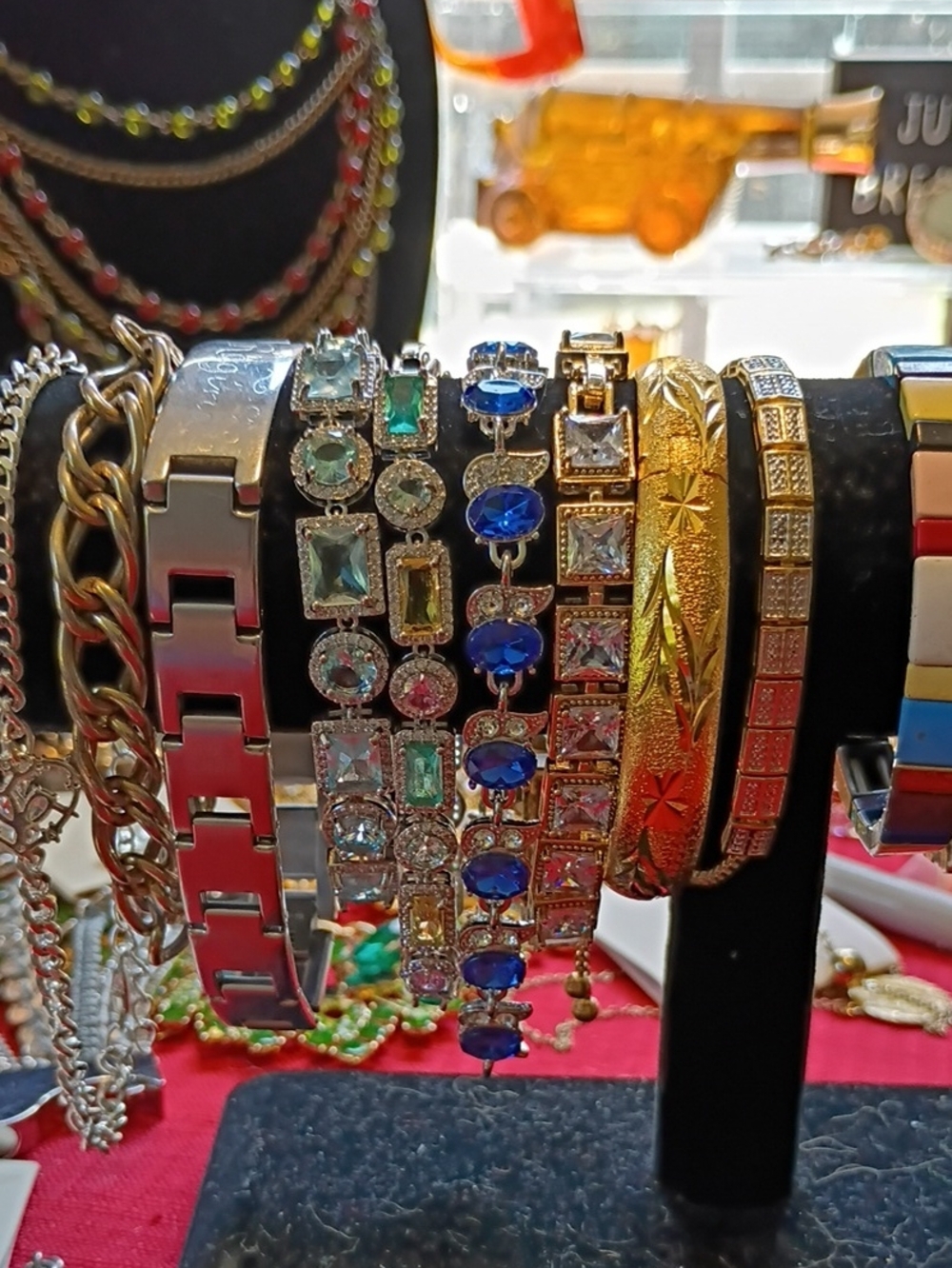 Gold and Blue Multi-Stone Tennis Bracelet Set